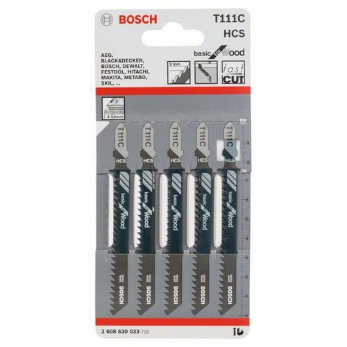 BOSCH Pilový plátek do kmitací pily T 111 C, Basic for Wood 2608630033