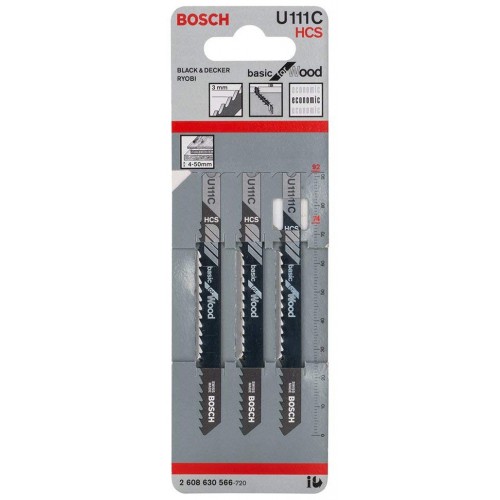 BOSCH Pilový plátek do kmitací pily U 111 C, 92 mm, 3 ks 2608630566