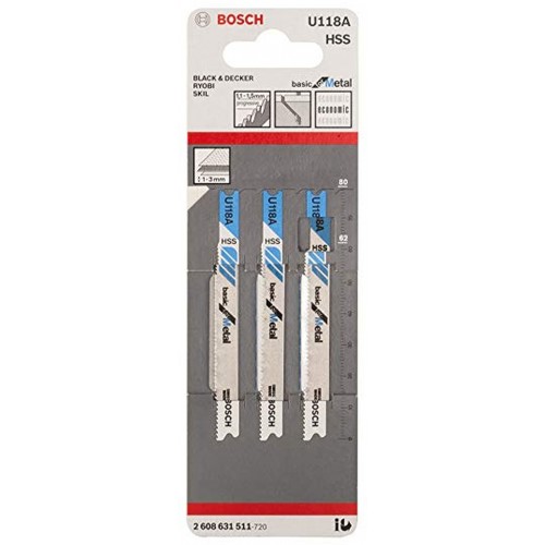 BOSCH Pilový plátek do kmitací pily U 118 A, 80 mm, 3 ks 2608631511