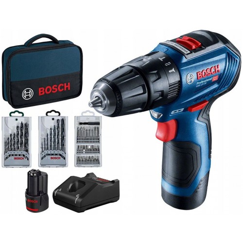 BOSCH GSB 12V-30 PROFESSIONAL Akumulátorový kombinovaný šroubovák, 12V 2x2.0Ah 06019G9101