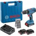 BOSCH GSB 18 V-21 Aku příklepový šroubovák, 3×GBA 2.0Ah, GAX 18V-30, kufr, 06019H1100