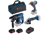 BOSCH Sada: GBH 180-LI+GWS 180-LI+GDX 180+2xGBA 18V 5,0Ah+GAL 1880 CV 0615990M5G