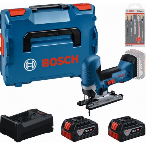 BOSCH Sada nářadí PROFESSIONAL GST 18V-125 S + 2×5.0Ah + 15dílná sada plátků 0615A500E5 BOSCH Sada nářadí PROFESSIONAL GST 18V-125 S + 2×5.0Ah + 15dílná sada plátků 0615A500E5