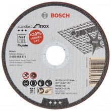 BOSCH Dělicí kotouč rovný Standard for Inox - Rapido, 125x1 mm 2608603171