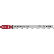BOSCH Pilový plátek pro přímočaré pily PRO Plastics PVC clean T102H, 100 mm, 5 ks 2608667446