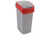 CURVER FLIP BIN 45L Odpadkový koš 65,3 x 29,4 x 37,6 cm stříbrná/červená 02172-547