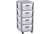 CURVER INFINITY KD 4x11L Regál se šuplíky 36x30x66cm DOTS, bílá/šedá 02064-Y36