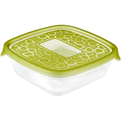 CURVER TAKE AWAY 2 sada dóz čtverec, 11 x 16 x 18 cm, 0,6 l, transparentní/zelená, 00469-313