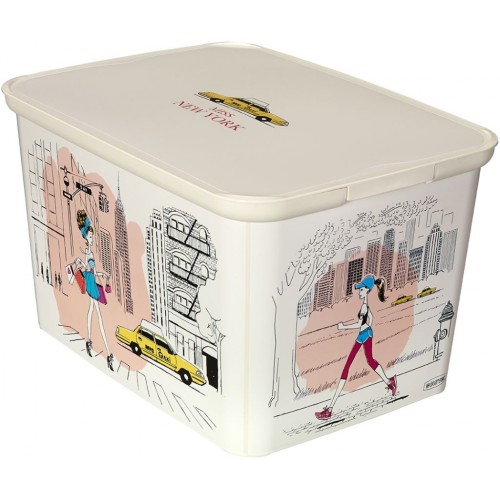 VÝPRODEJ CURVER Úložný box AMSTERDAM L Miss New York, 40 x 30 x 24 cm,R__04730-M35 BEZ VÍKA