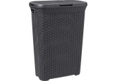 CURVER Koš na špinavé prádlo RATTAN, 61,5 x 26,5 x 44,8 cm, 40 l, tmavě šedý, 00709-308