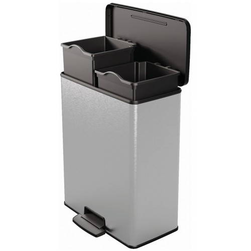 BAZAR CURVER DECO BIN DUO 26L+26L Odpadkový koš 48,6 x 31,6 x 61,5 cm stříbrný 01129-C70 POŠKOZENÝ!!