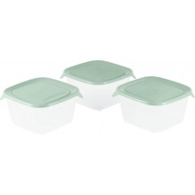 CURVER FRESH & GO 3x1,2L Set dóz 15,5 x 15,5 x 8,3 cm, zelená/transparentní 08560-A87