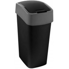 CURVER FLIP BIN 45L Odpadkový koš 65,3 x 29,4 x 37,6 cm černá/stříbrná 02172-Y09