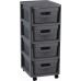 CURVER INFINITY 4x 11L Regál se šuplíky 36 x 29,5 x 65,8 cm, puntíky, tmavě šedé 04356-G43