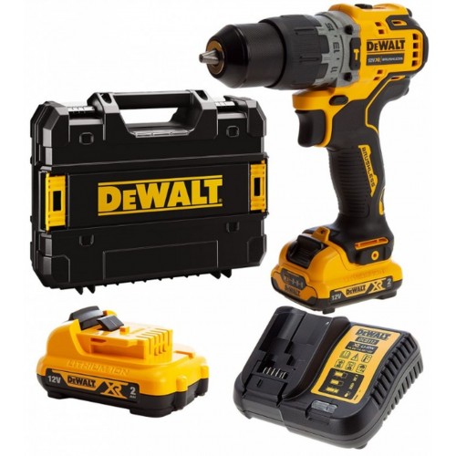 DeWALT DCD706D2 Aku bezuhlíková příklepová vrtačka XR (57Nm/12V/2x2,0Ah) kufr Tstak