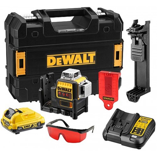 DeWALT DCE089D1R Aku křížový laser 3x360° červený paprsek (1x2,0Ah/10,8V 30/60m)