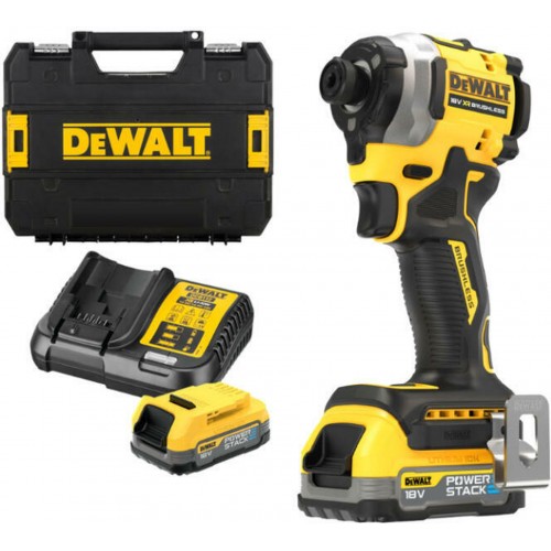 DeWALT DCF850E2T Aku rázový utahovák 1/4" (18V/208Nm/2x1,7Ah PowerStack) kufr Tstak