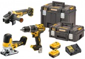 DeWALT DCK329P2T Aku sada nářadí (DCD796+DCG405+DCS335+18V/2x5,0Ah)2xTstak