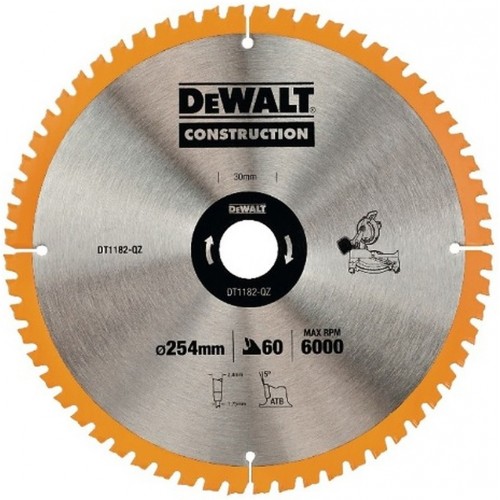 DeWALT DT1182 Pilový kotouč 254 x 30 mm, 60 zubů, ATB 7°