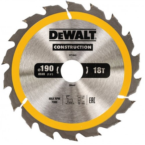 DeWALT DT1943 Pilový kotouč 190 x 30 mm, 18 zubů, ATB 20°