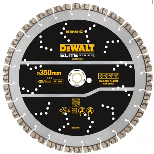 DeWALT DT20465 Segmentový diamantový kotouč 350×25,4 mm pro řezání armatury