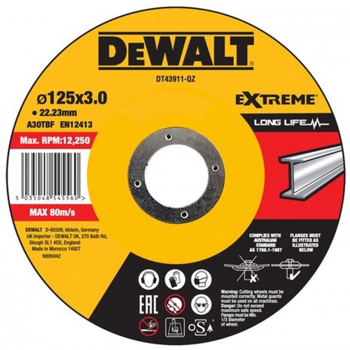 DeWALT DT43911 Řezný kotouč na kov 125x22,2 mm, vypouklý