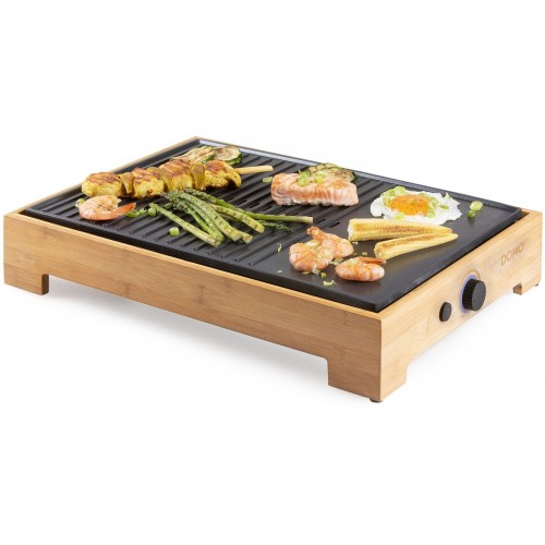 DOMO Bamboo Style Stolní elektrický gril Plancha (42x28cm/1800W) DO9271G