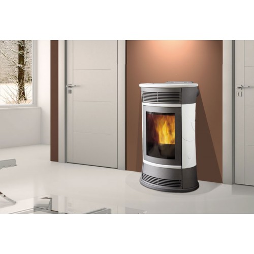 EDILKAMIN BIJOUX teplovodní kamna na pelety, 15kW, bílá 751140