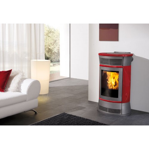 EDILKAMIN BIJOUX teplovodní kamna na pelety, 15kW, červená 751150