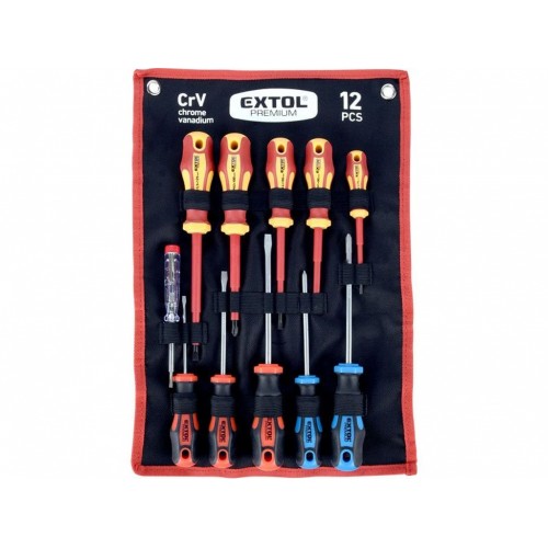 EXTOL PREMIUM šroubováky kombinovaná sada 11ks se zkoušečkou, CrV 53088