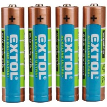 EXTOL Energy Alkalické tužkové baterie AAA 1,5V, 4ks 42010