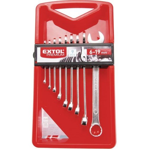 EXTOL PREMIUM klíče očkoploché, sada 9ks, 6-7-8-10-12-13-14-17-19mm, CrV 6352 EXTOL PREMIUM klíče očkoploché, sada 9ks, 6-7-8-10-12-13-14-17-19mm, CrV 6352