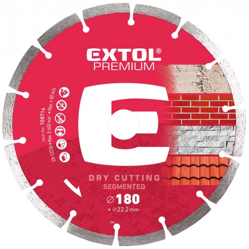 EXTOL PREMIUM kotouč diamantový řezný 115x22,2mm SEGMENTOVÝ - suché řezání 108711