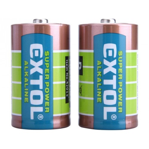 EXTOL ENERGY Alkalické baterie 1,5V D 2ks 42015