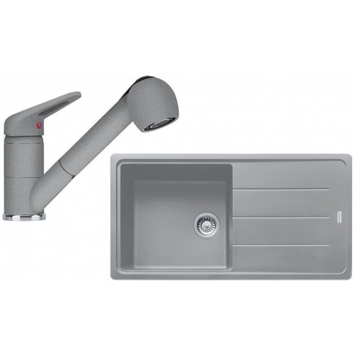 Franke SET G138 granitový dřez BFG 611 šedý kámen + baterie FC 9547.084 šedý kámen