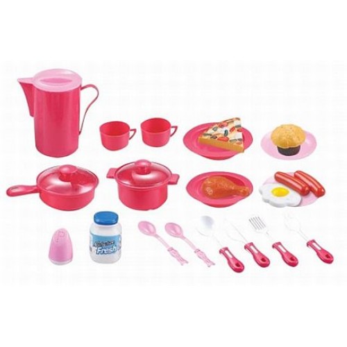 Hračka G21 Dětské nádobí plastové růžové 39ks 690722