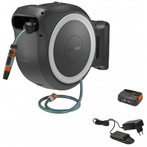 GARDENA PowerRoll XL Nástěnný box na hadici – set 35m (1x2,5Ah/18V) bílá, 18642-20