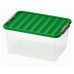 HEIDRUN Box úložný s víkem, 26 x 52 x 36,5 cm, 38 l, transparentní/zelená 1605