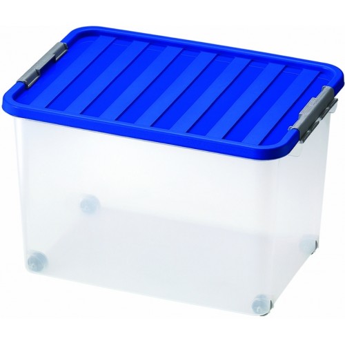 HEIDRUN Úložný box s víkem pojízdný, 34 x 36,5 x 52 cm, 45 l, modrá 1607