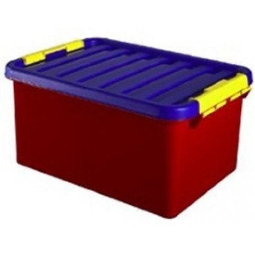 HEIDRUN Box úložný s víkem, 18 x 40 x 29 cm, 14 l, modrá/červená/žlutá, 1604/K