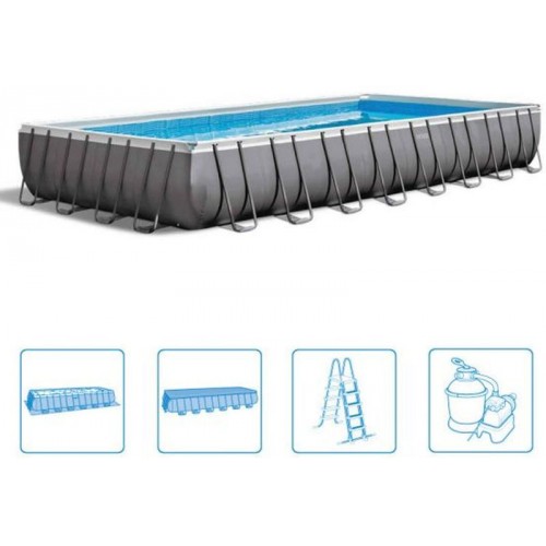 INTEX ULTRA FRAME RECTANGULAR POOL 9,75 x 4,88 x 1,32 m ( + Písková filtrace se systémem slané vody 10 m3/h ) 26376NP INTEX ULTRA FRAME RECTANGULAR POOL 9,75 x 4,88 x 1,32 m ( + Písková filtrace se systémem slané vody 10 m3/h ) 26376NP
