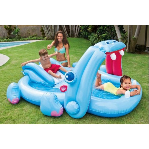 INTEX Hippo Play Center dětský bazén se skluzavkou 221 x 188 x 86 cm 57150