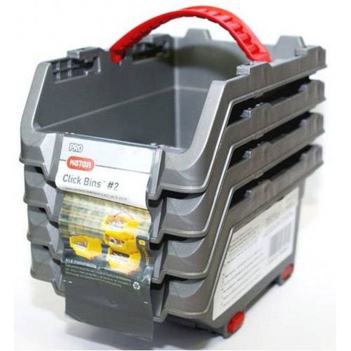 KETER CLICK BIN S set 4x0,45L organizéry 15,5x11x8,5cm šedé 17197117 KETER CLICK BIN S set 4x0,45L organizéry 15,5x11x8,5cm šedé 17197117