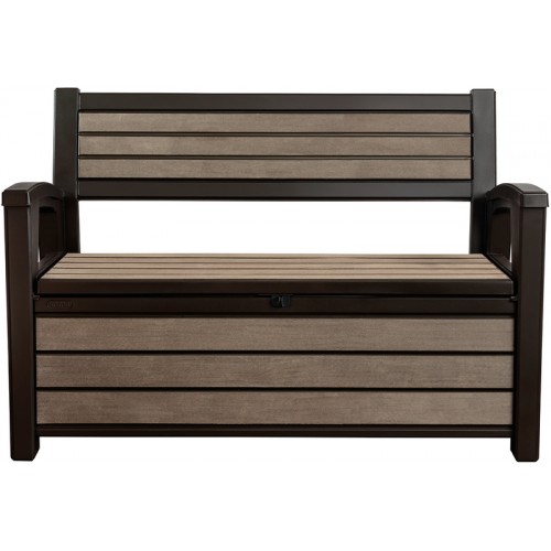 VÝPRODEJ KETER HUDSON STORAGE BENCH 227L Úložná lavice 132,7 x 61,2 x 89 cm, hnědá 17204490 POŠKOZENÝ OBAL, ŠPINAVÝ SEDACÍ DÍL!!