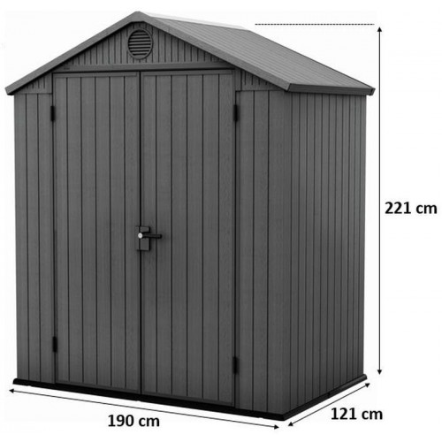KETER DARWIN 6 x 4 zahradní domek, 190 x 121 x 221 cm, šedý 17210351