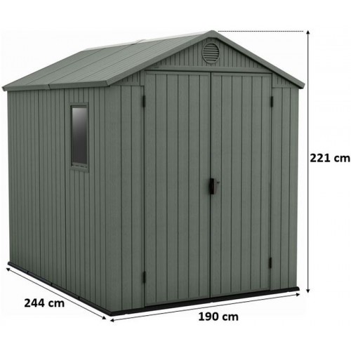 KETER DARWIN 6 x 8 zahradní domek, 190 x 244 x 221 cm, zelený 17210355