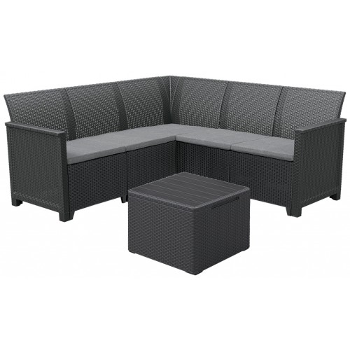 KETER ELODIE CORNER 5 SEATER Set zahradní s úložným stolem, grafit/šedá 17210776