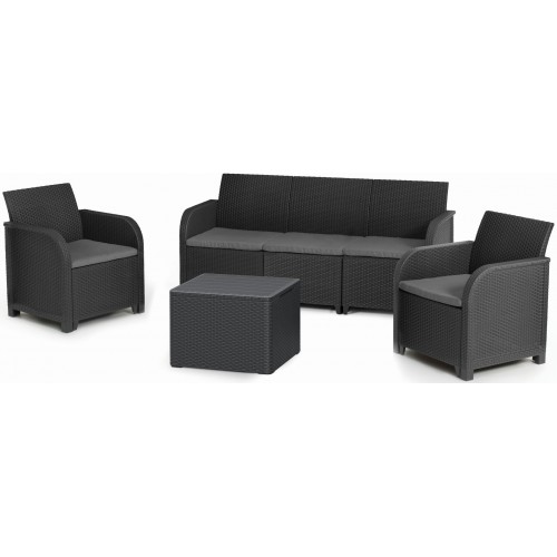 KETER ROSALIE 5 SEATER Set zahradní s úložným stolem, grafit/šedá 17212109