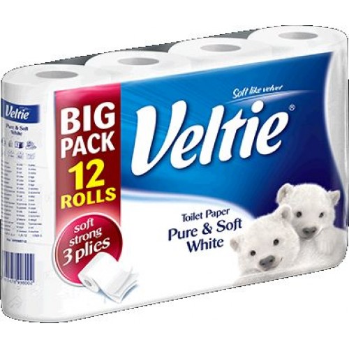 KLEENEX Welcomes Veltie Toaletní papír 12 rolí, 3-vrstvý, bílý 149786