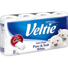 KLEENEX Welcomes Veltie Toaletní papír 8 rolí, 3-vrstvý, bílý 149781